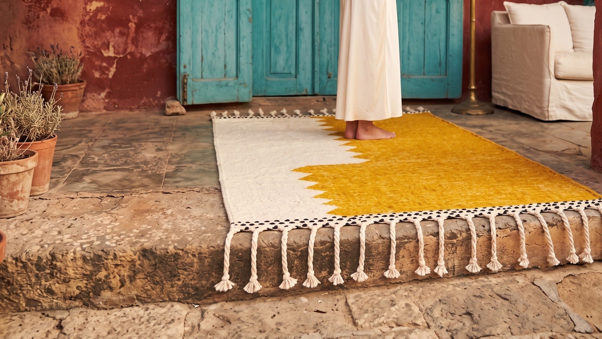 Tapis Zanafi AWRAGH de Maison Amane mis en situation dans un intérieur