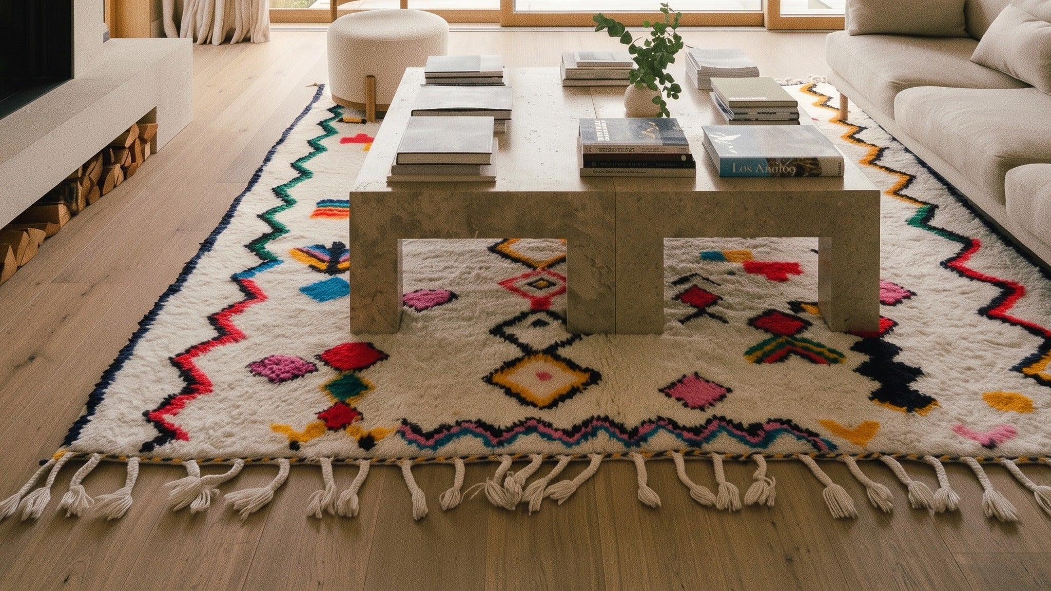 Tapis Azilal TAGANT de Maison Amane mis en situation dans un intérieur