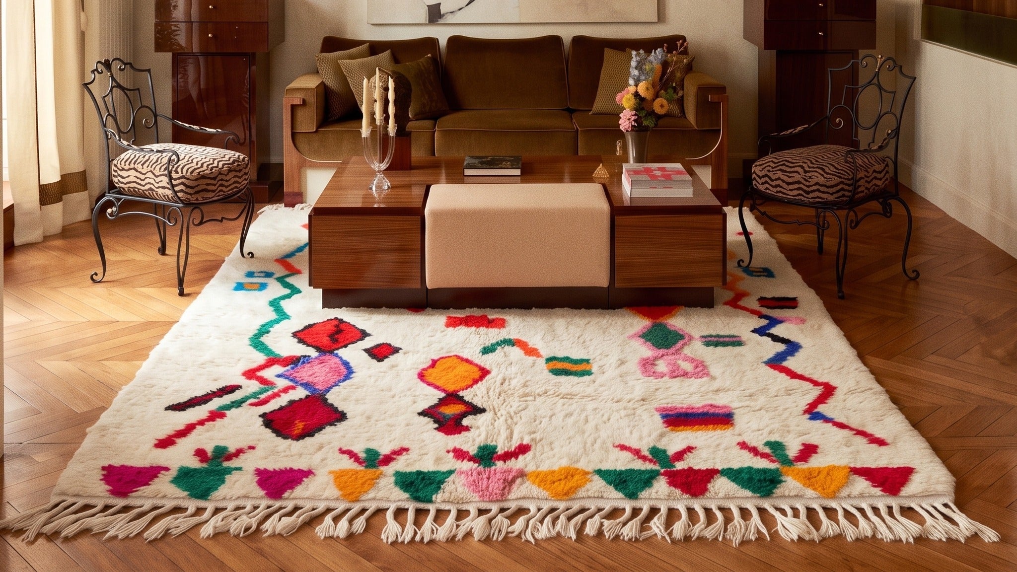 Tapis Azilal AWAL de Maison Amane mis en situation dans un intérieur