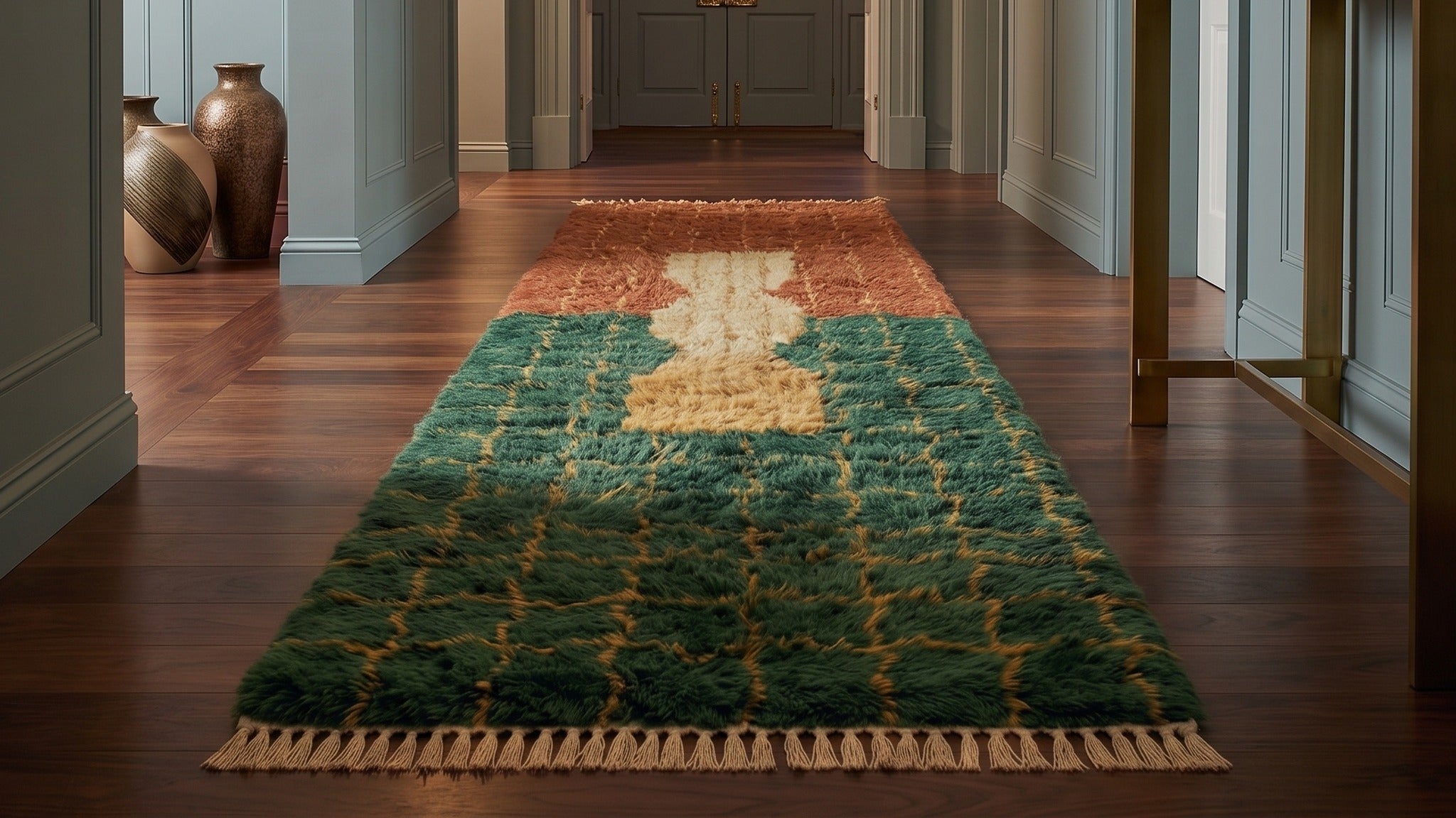 Tapis Beni Ouarain AXIOM RUNNER de Maison Amane mis en situation dans un intérieur