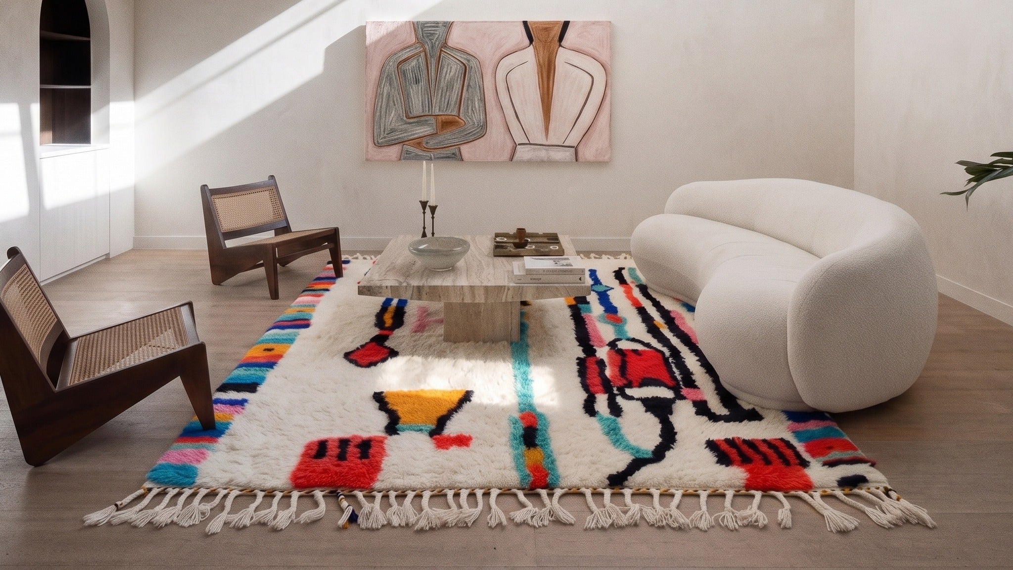 Tapis Azilal TAFSUT de Maison Amane mis en situation dans un intérieur