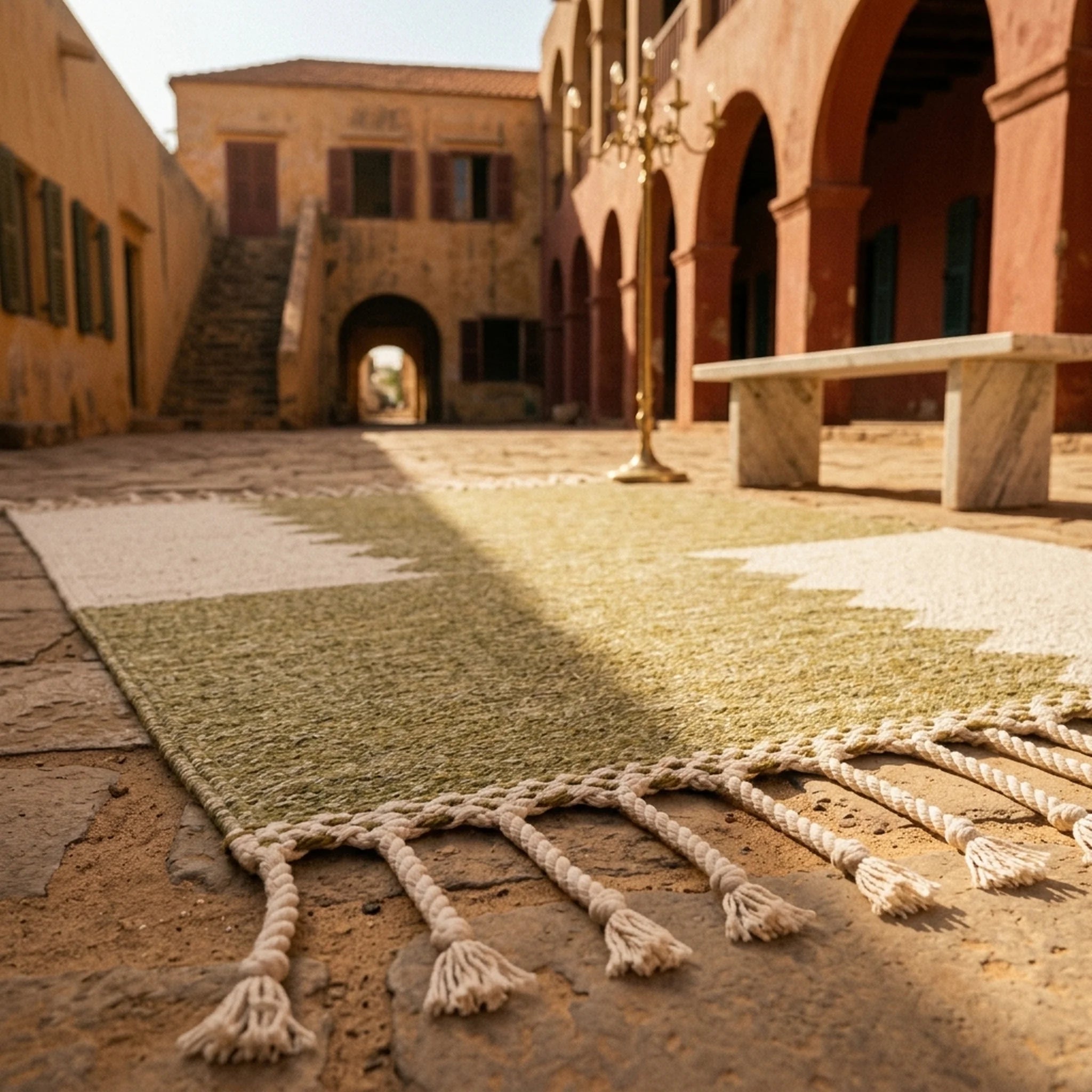 Tapis Zanafi ADAR — Olive Sage & Ivoire | Kilim Berbère Héritage