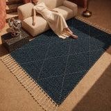 Tapis Zanafi Tapis Zanafi ANZAR — Bleu Indigo | Kilim Berbère Héritage en situation salon, ambiance bohème naturelle