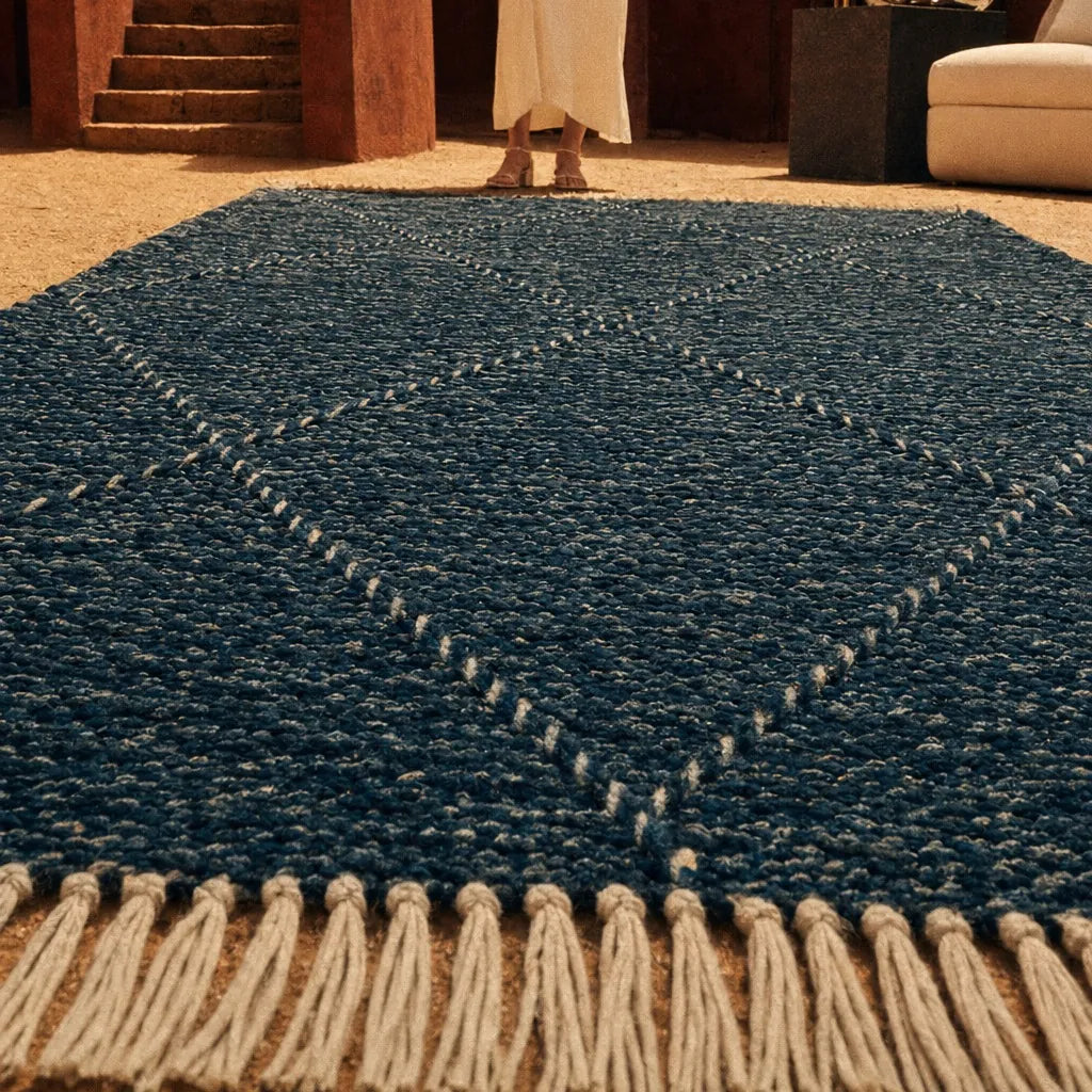 Tapis Zanafi Tapis Zanafi ANZAR — Bleu Indigo | Kilim Berbère Héritage vue d'ensemble, kilim berbère artisanal