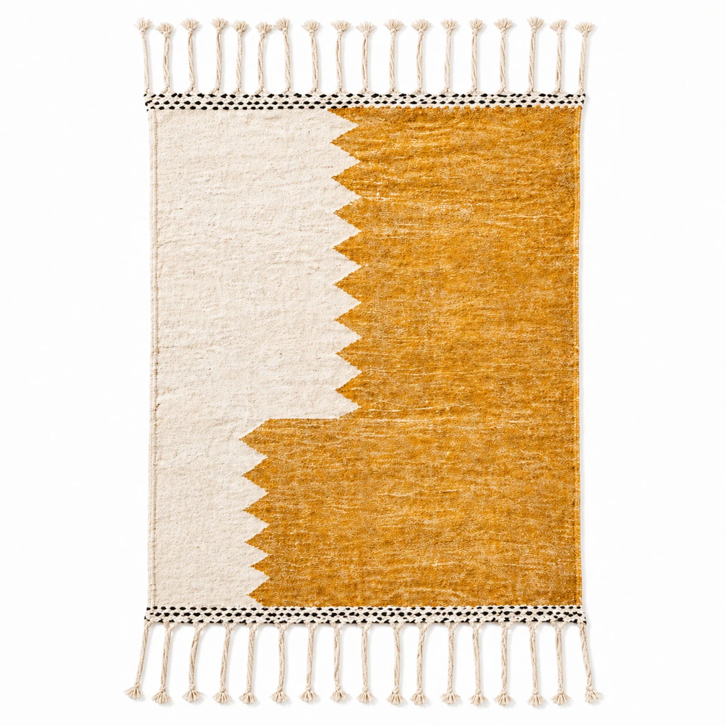 Tapis Zanafi AWRAGH — Or Ambré & Ivoire | Kilim Berbère Héritage