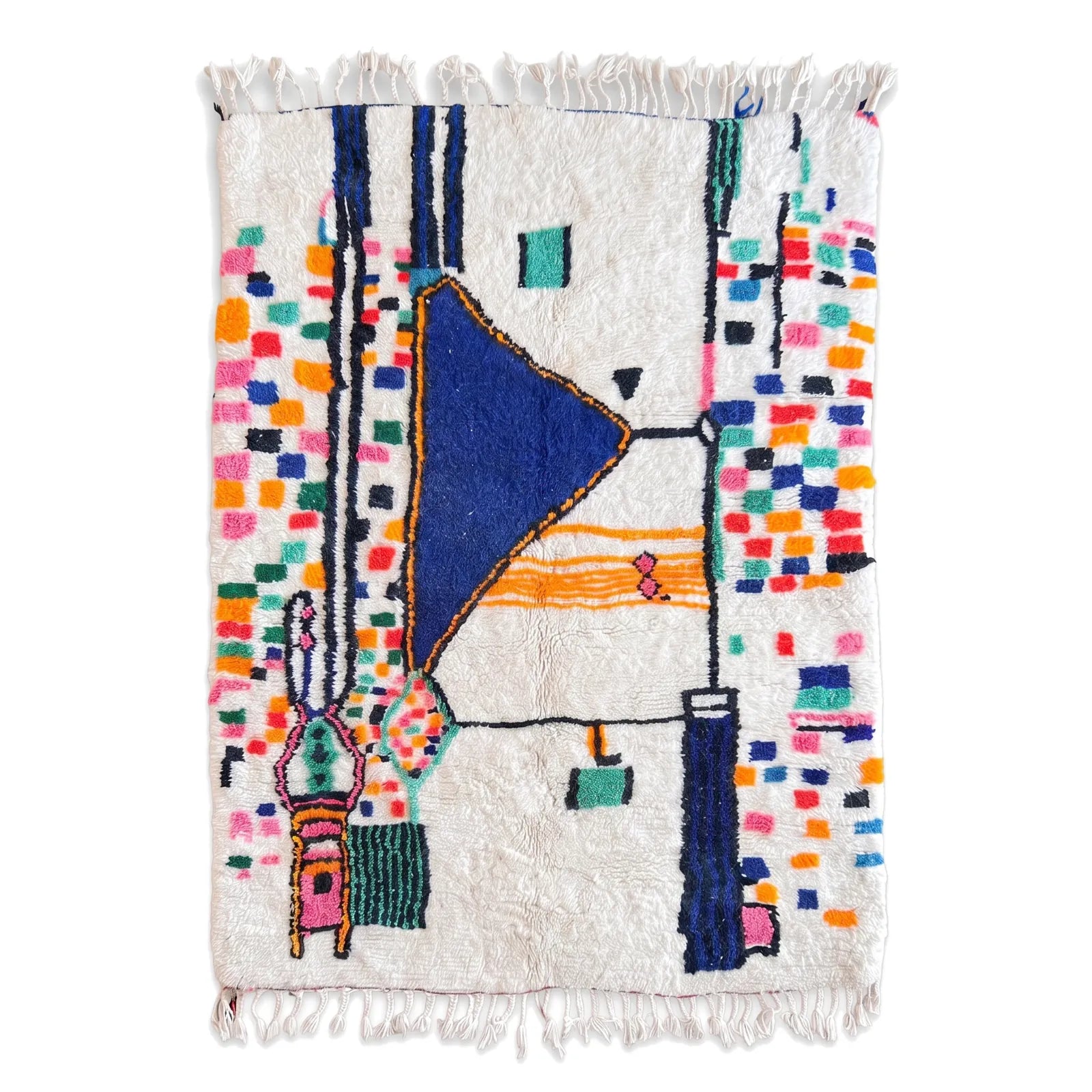 Tapis Azilal Azul sur fond blanc
