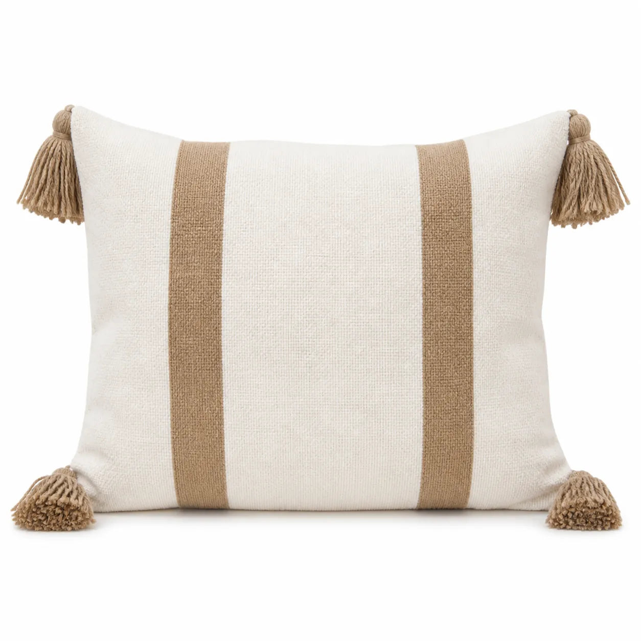 Coussin berbère AGHANIM en laine beige, camel, sur fond blanc