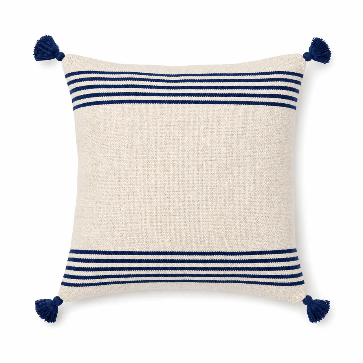 Coussin berbère ASAKA en laine bleu, marine, sur fond blanc