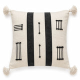 Coussin berbère ASKKIL en laine noir, écru, sur fond blanc