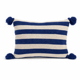 Coussin berbère AZAYKU en laine bleu, marine, sur fond blanc