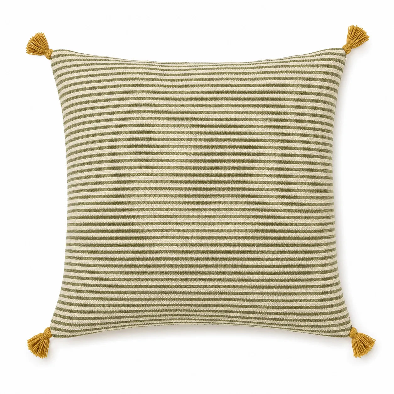 Coussin berbère AZEMMUR en laine vert, olive, sur fond blanc