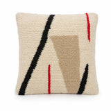 Coussin berbère ISULI en laine noir, taupe, sur fond blanc