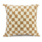 Coussin berbère TADLA en laine beige, écru, sur fond blanc