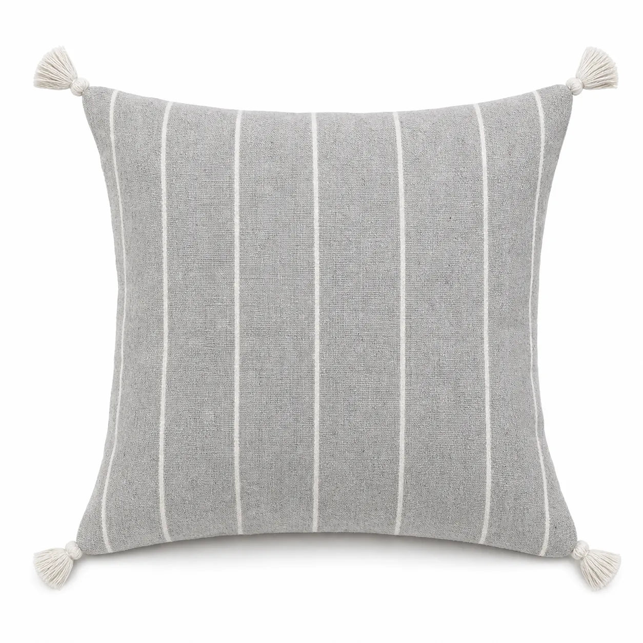 Coussin berbère TAGUT en laine gris, écru, sur fond blanc