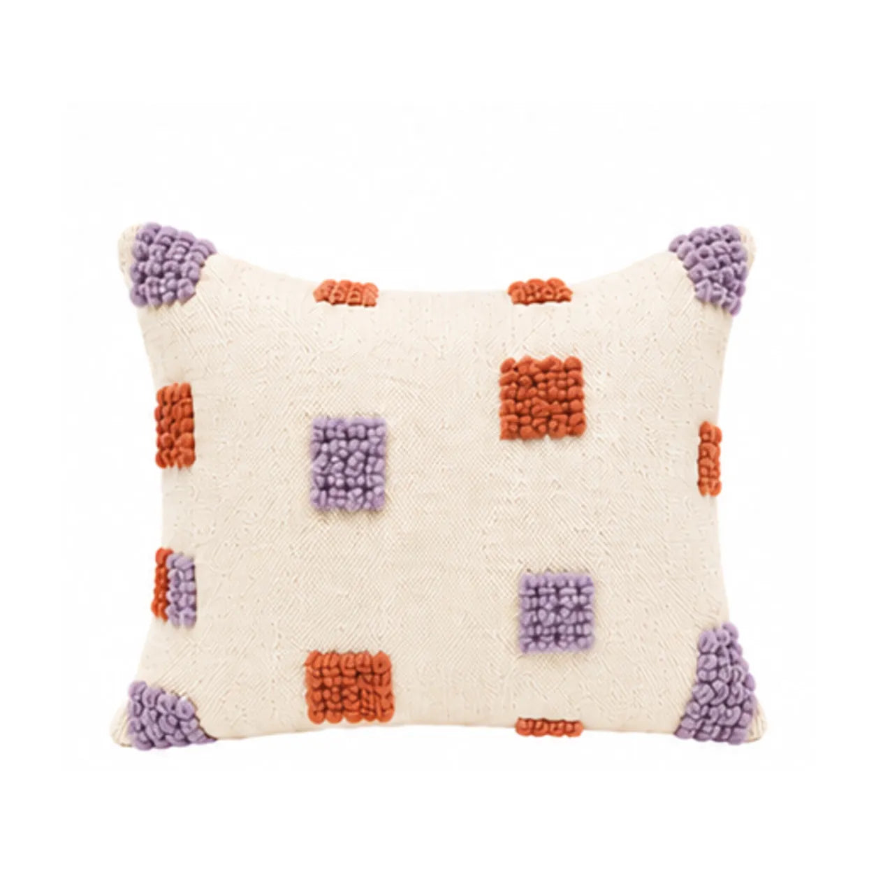 Coussin berbère TAMDINT, coloris Lilas & Terracotta, sur fond blanc