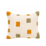 Coussin berbère TAMDINT, coloris Moutarde & Olive, sur fond blanc