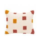 Coussin berbère TAMDINT, coloris Moutarde & Rose, sur fond blanc