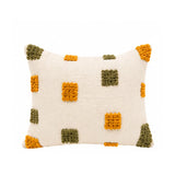 Coussin berbère TAMDINT, coloris Olive & Moutarde, sur fond blanc