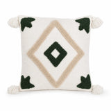 Coussin berbère URTI en laine vert, écru, sur fond blanc