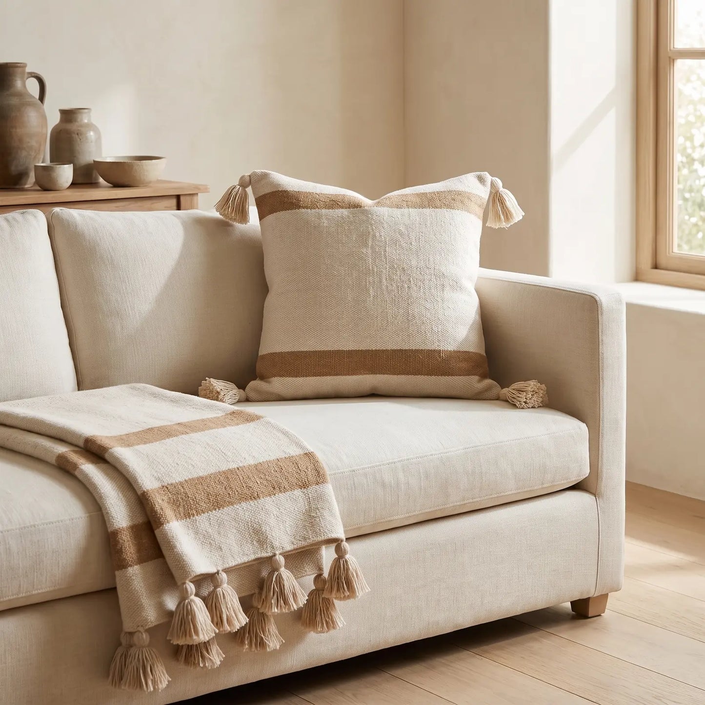 Plaid berbère AZAGHAR et son coussin assorti