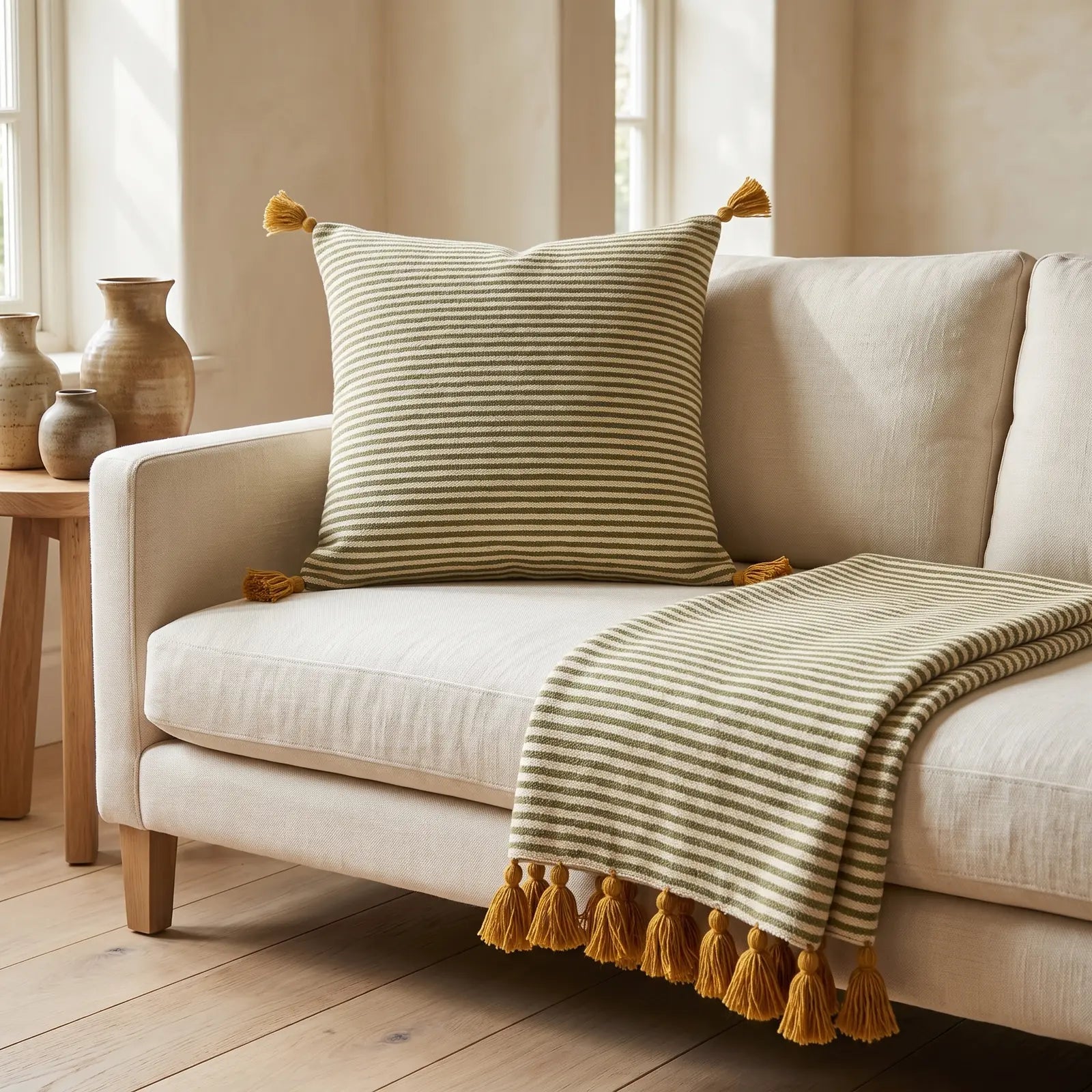 Plaid berbère AZEMMUR et son coussin assorti