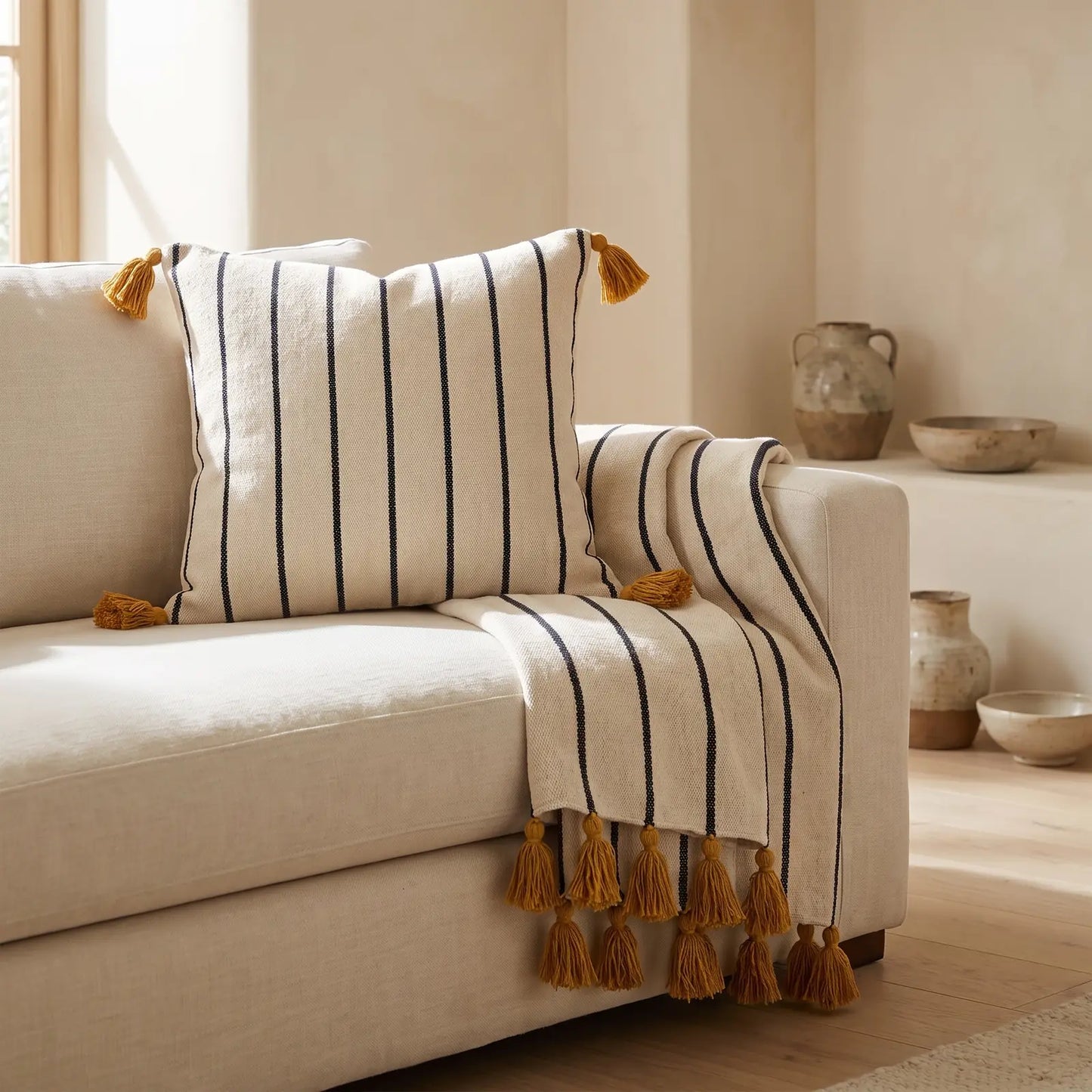 Plaid berbère TIRRA et son coussin assorti