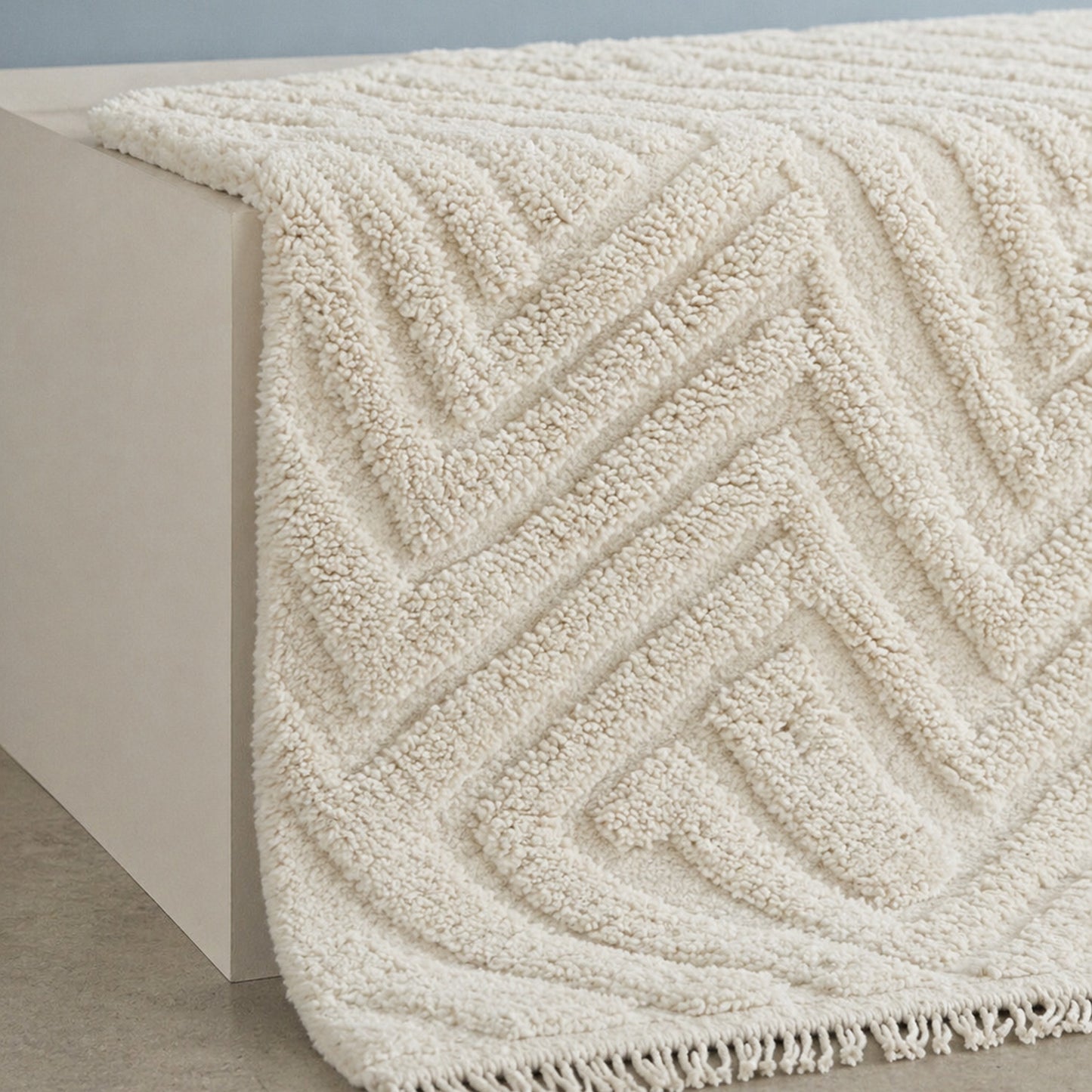 Tapis Beni Ouarain Azir en situation salon scandinave