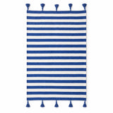 IGENNA, plaid berbère en laine bleu roi & écru, sur fond blanc