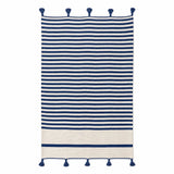 TIGHRI, plaid berbère en laine bleu marine & écru, sur fond blanc