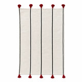 TIMSI, plaid berbère en laine écru, noir & rouge, sur fond blanc