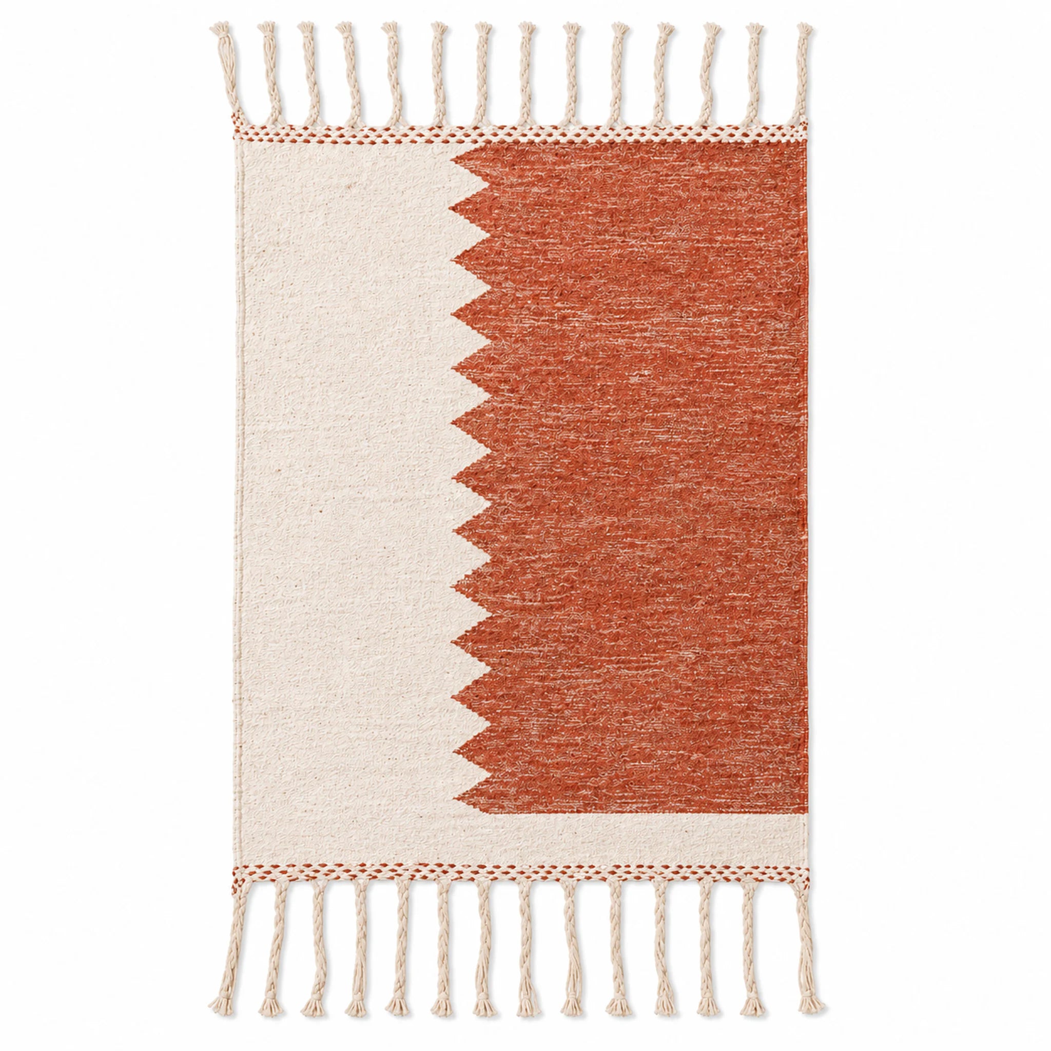 Tapis Zanafi Tapis Zanafi TAFUKT — Terracotta & Ivoire | Kilim Berbère Héritage — kilim berbère plat réversible, tissé mai…