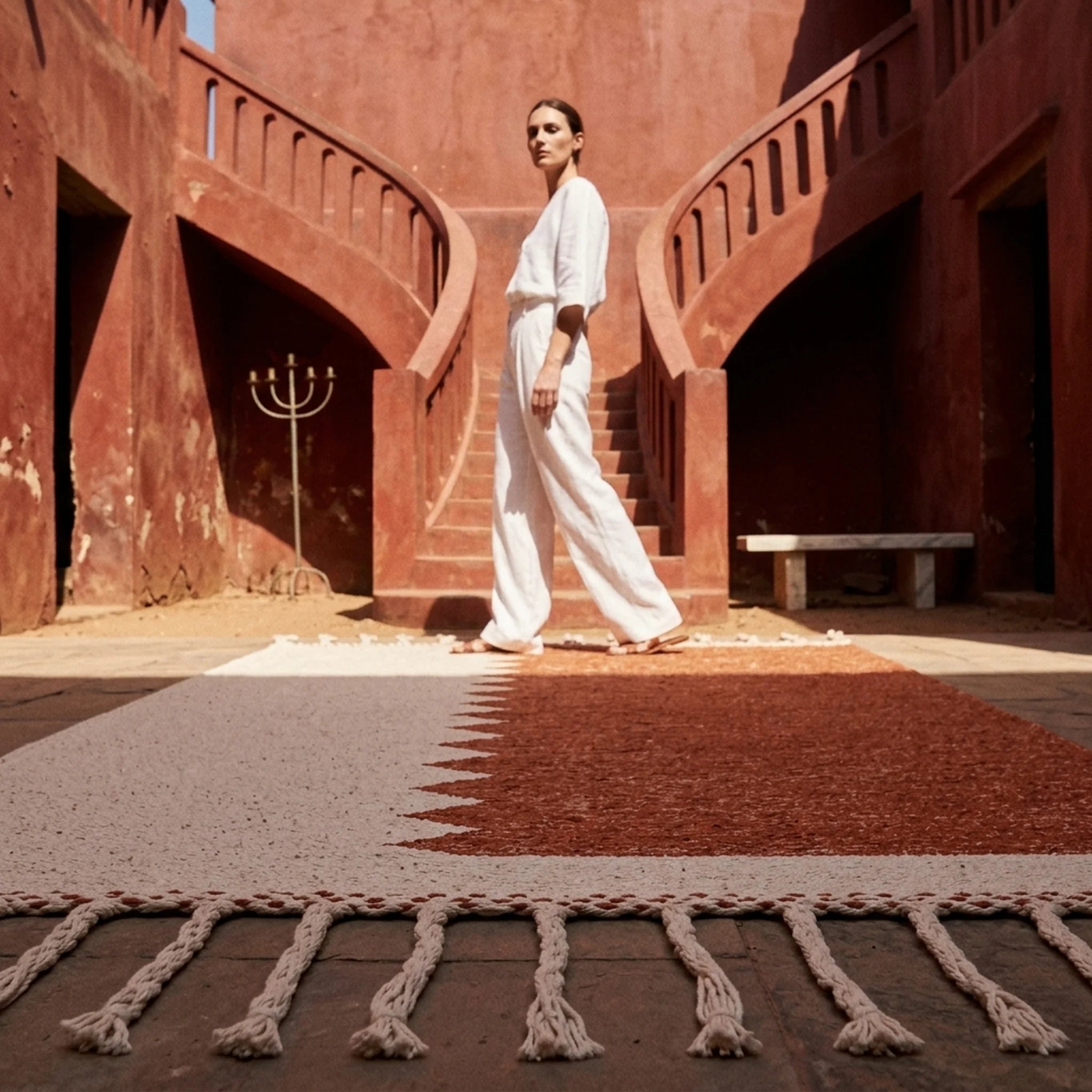 Tapis Zanafi Tapis Zanafi TAFUKT — Terracotta & Ivoire | Kilim Berbère Héritage vue d'ensemble, kilim berbère artisanal
