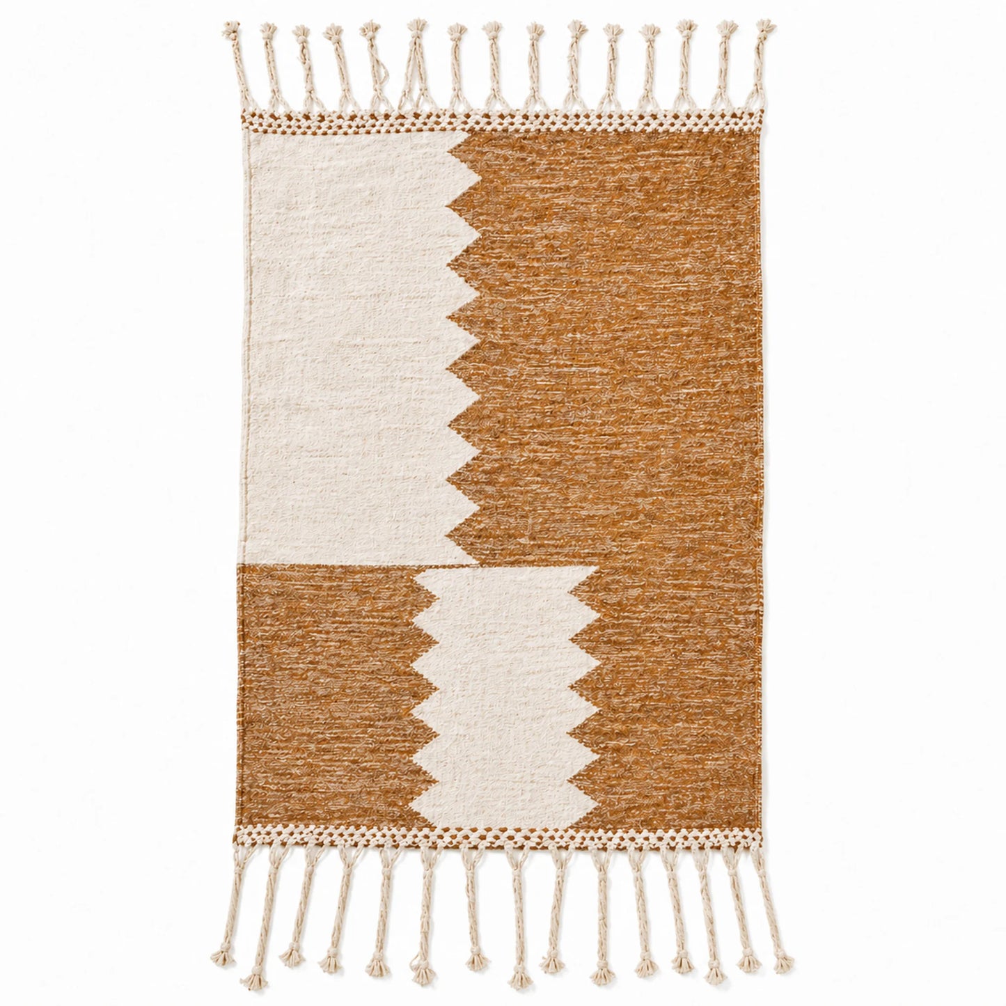 Tapis Zanafi Tapis Zanafi TAMDALT — Ambre Caramel & Ivoire | Kilim Berbère Héritage — kilim berbère plat réversible, tissé…