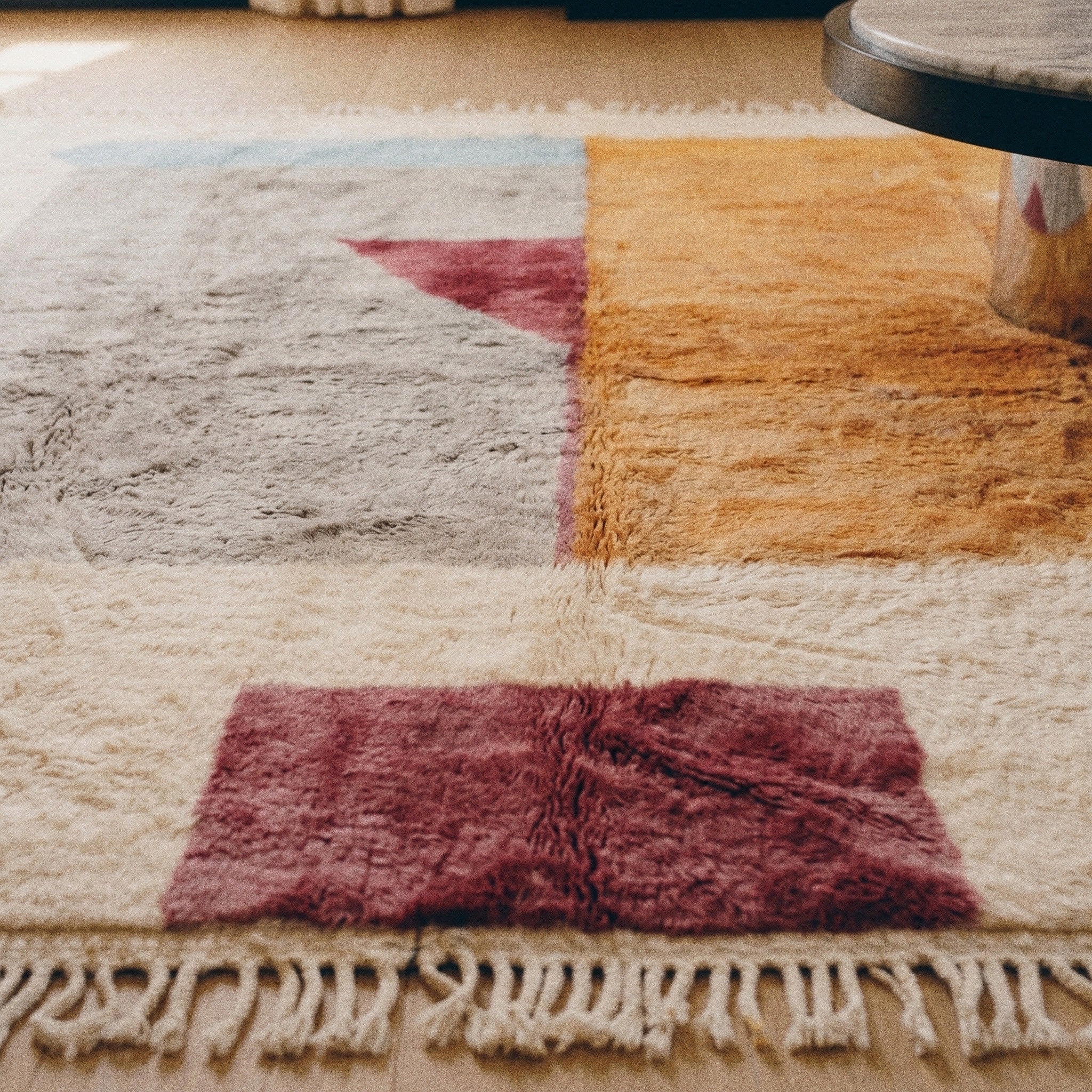 Détail du velours de laine du tapis M'rirt Agdal