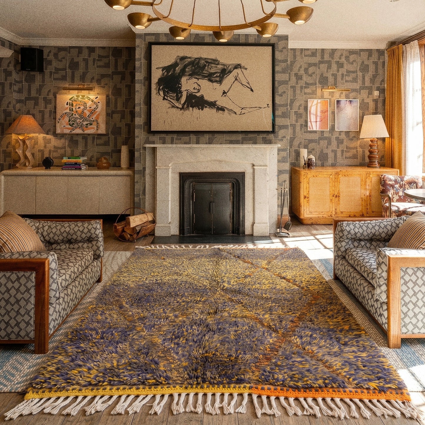 Tapis M'rirt Ighil en situation dans un salon