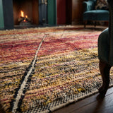 Détail des mèches de laine du tapis M'rirt Tafraout