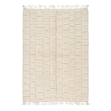 Tapis M'rirt Tigmi 210 × 320 cm, ivoire sculpté en damier, fond blanc