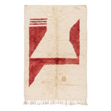 Tapis M'rirt Tilelli 170 × 260 cm, formes terracotta sur fond ivoire, fond blanc