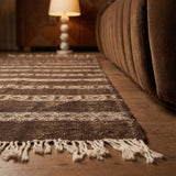 Détail du tissage en laine du kilim Tizi