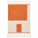 Tapis Zanafi TIZIRT — Orange Brûlé & Ivoire | Kilim Berbère Héritage