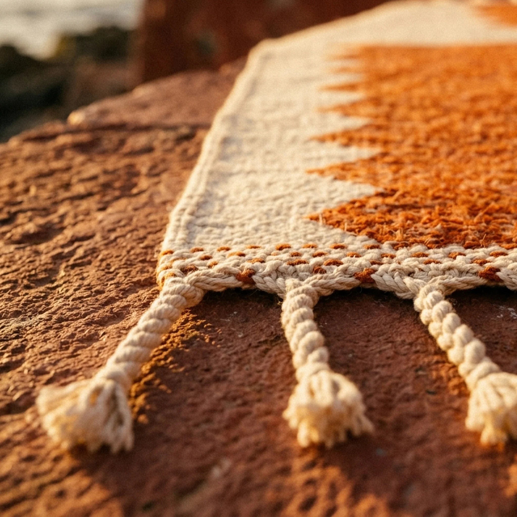 Tapis Zanafi TIZIRT — Orange Brûlé & Ivoire | Kilim Berbère Héritage